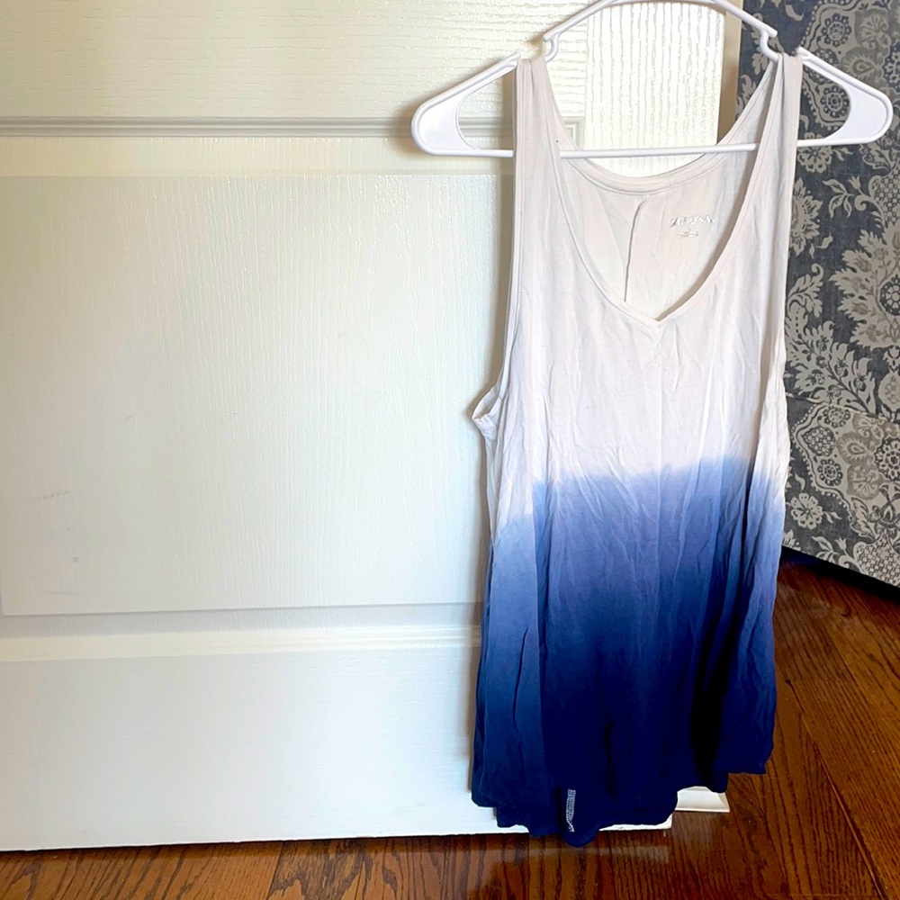 White and blue tank